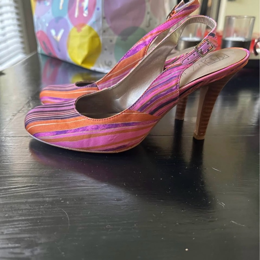 Colorful Striped Women's Heels